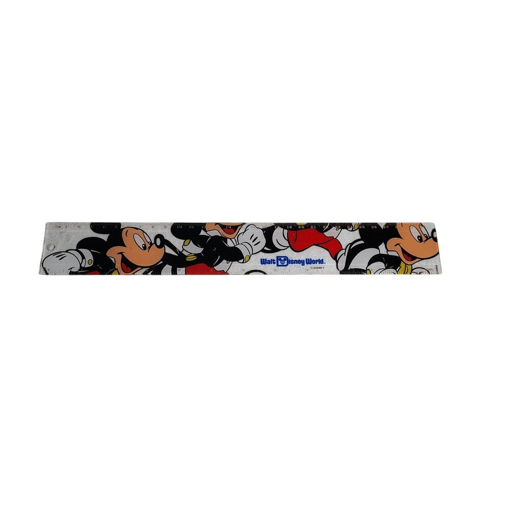 Vintage Walt Disney World Mickey Mouse Clear Plastic Ruler SchoolOffice Souvenir
